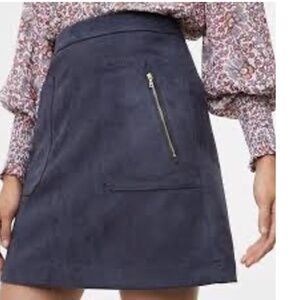 LOFT Faux Suede Mini Skirt - Blue Size 2